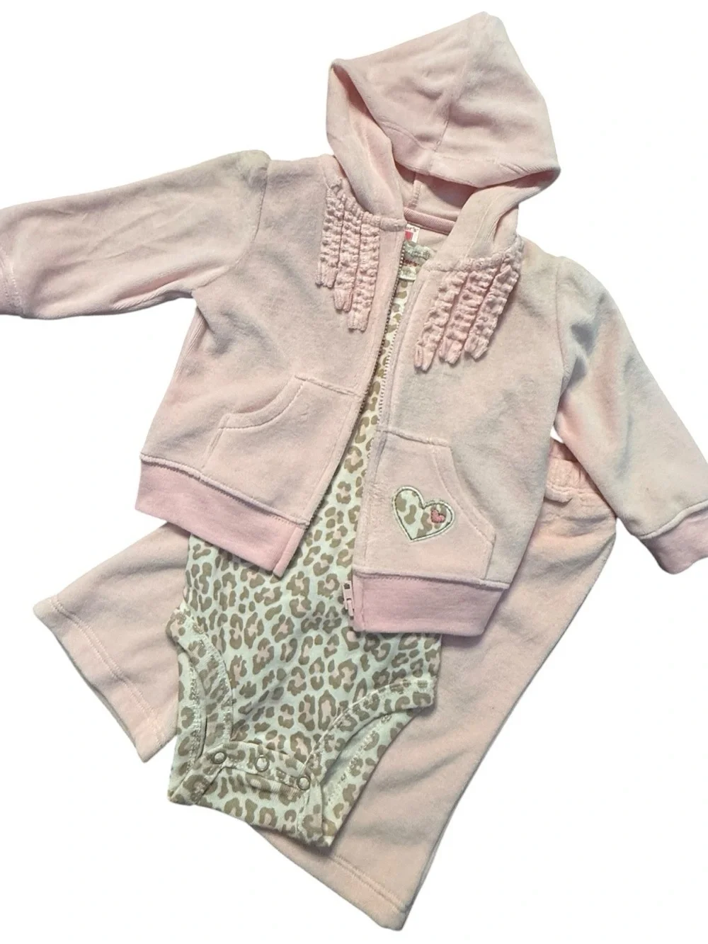 Carter’s Baby Girl 6M Pink Leopard 3 Piece Outfit Set Y2K Vintage NWT